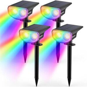 Color Changing Solar Lights Outdoor 4 Pack Waterproof RGBW Garden Yard Pool Ligh
